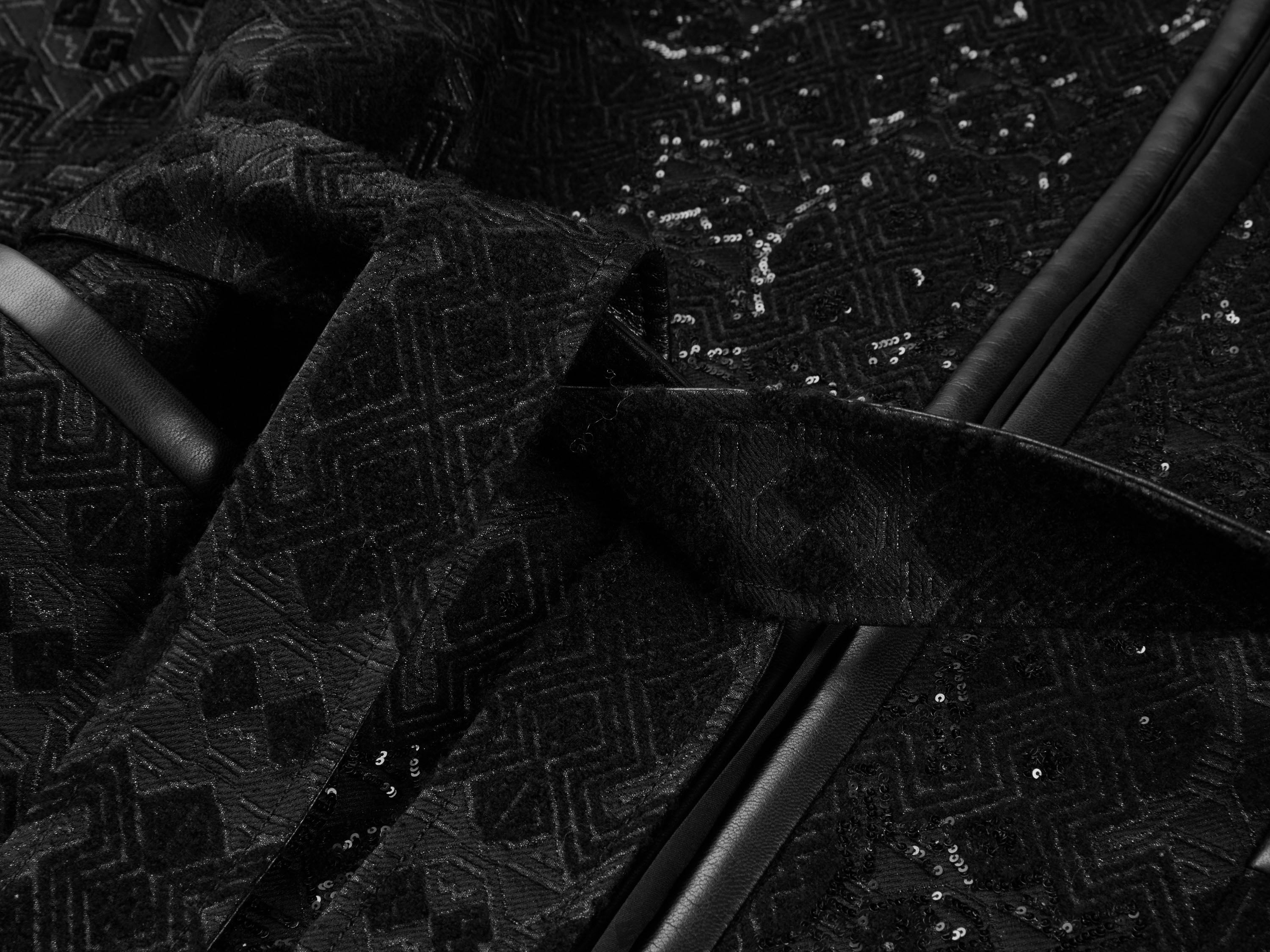 EP YAYING Crossover Tie-Waist Jacquard Coat