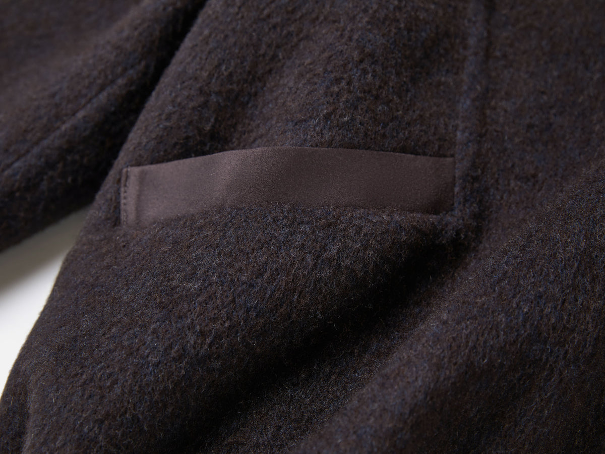 EP YAYING Wool-Yak Down Lapel Brown Jacket