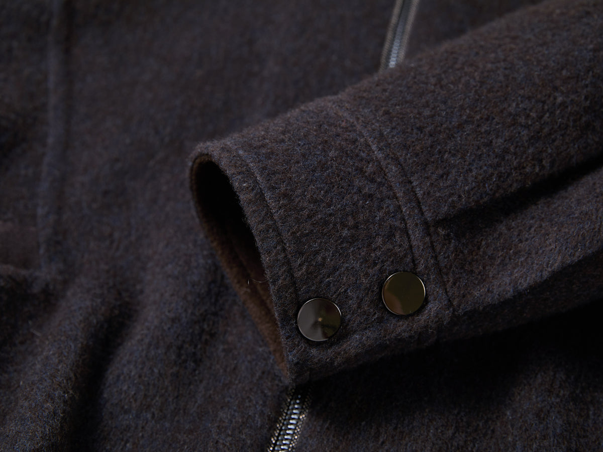EP YAYING Wool-Yak Down Lapel Brown Jacket