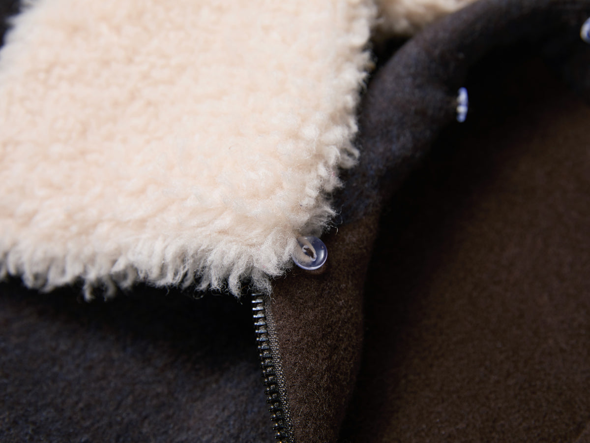 EP YAYING Wool-Yak Down Lapel Brown Jacket