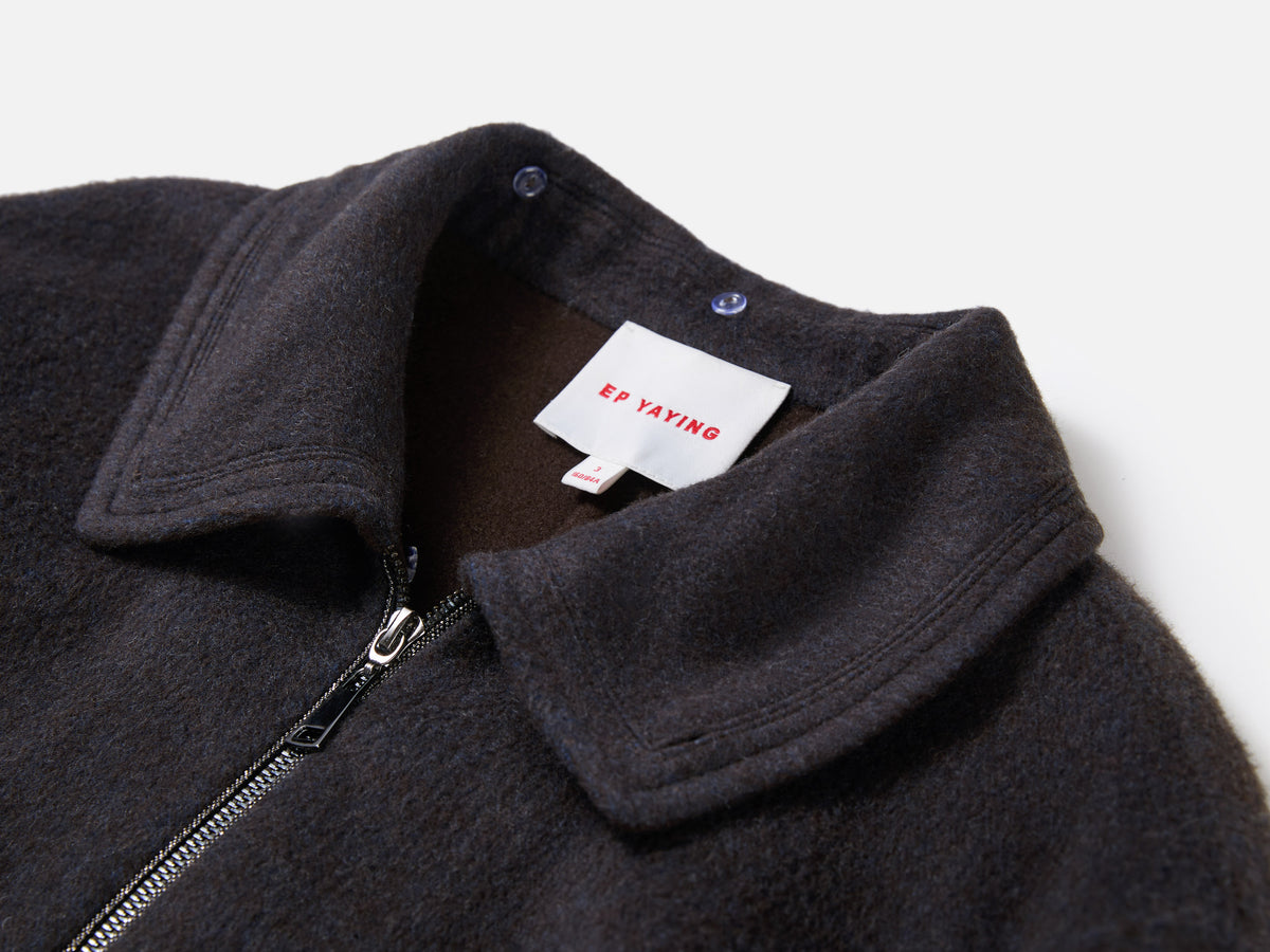 EP YAYING Wool-Yak Down Lapel Brown Jacket