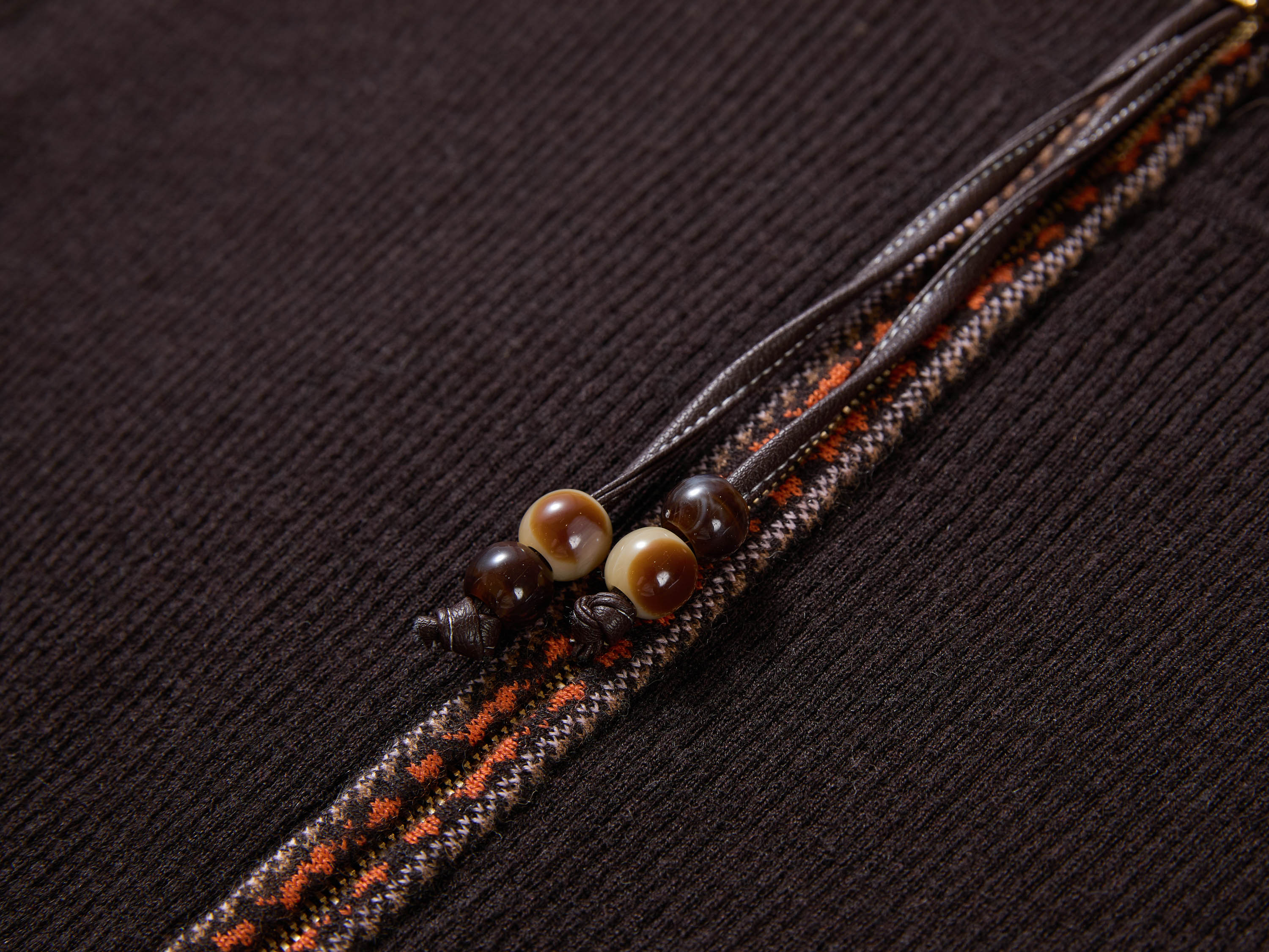 EP YAYING Vintage Ethnic Knit Hooded Cardigan