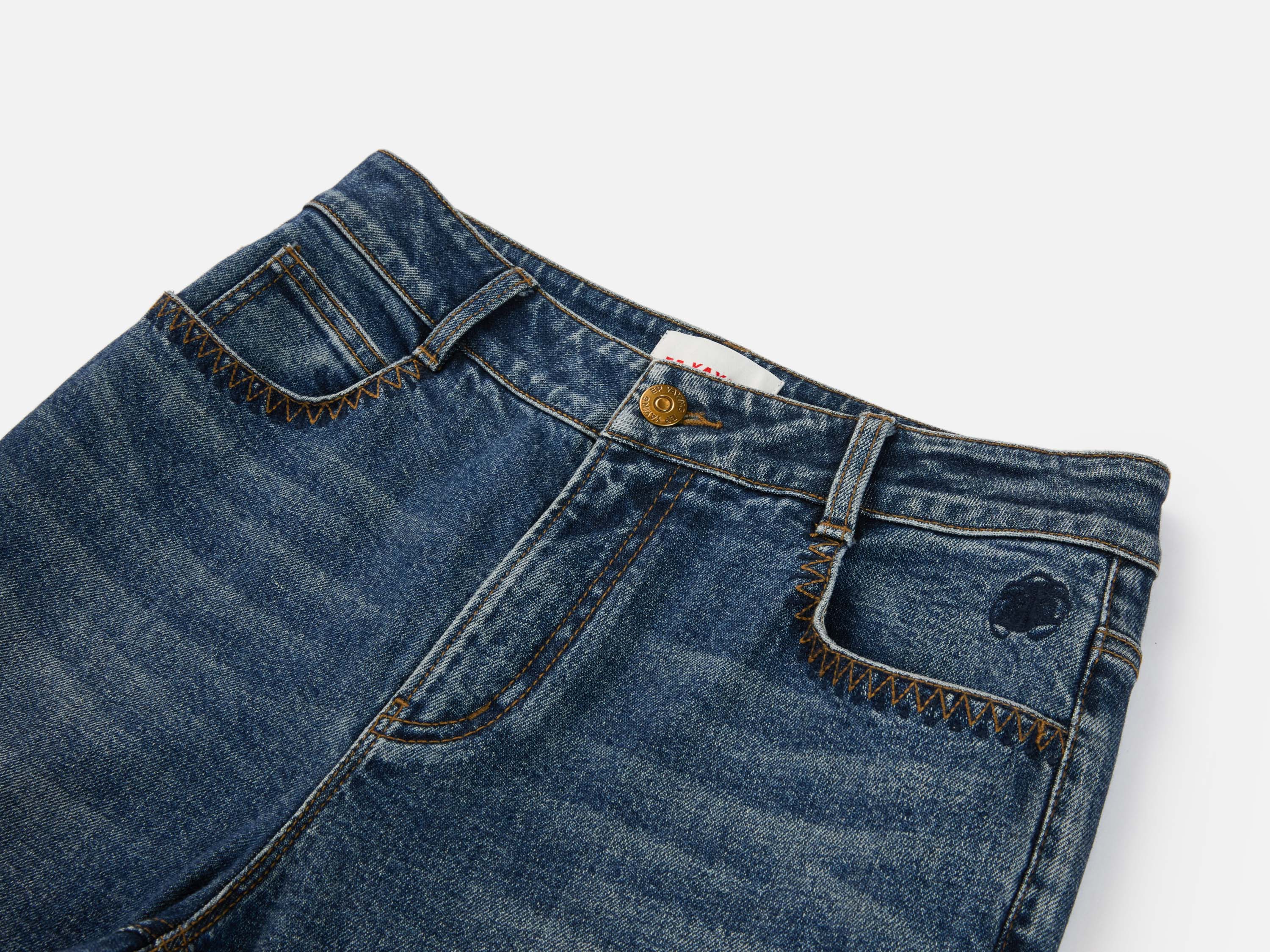 EP YAYING Washed Cotton Denim Jeans