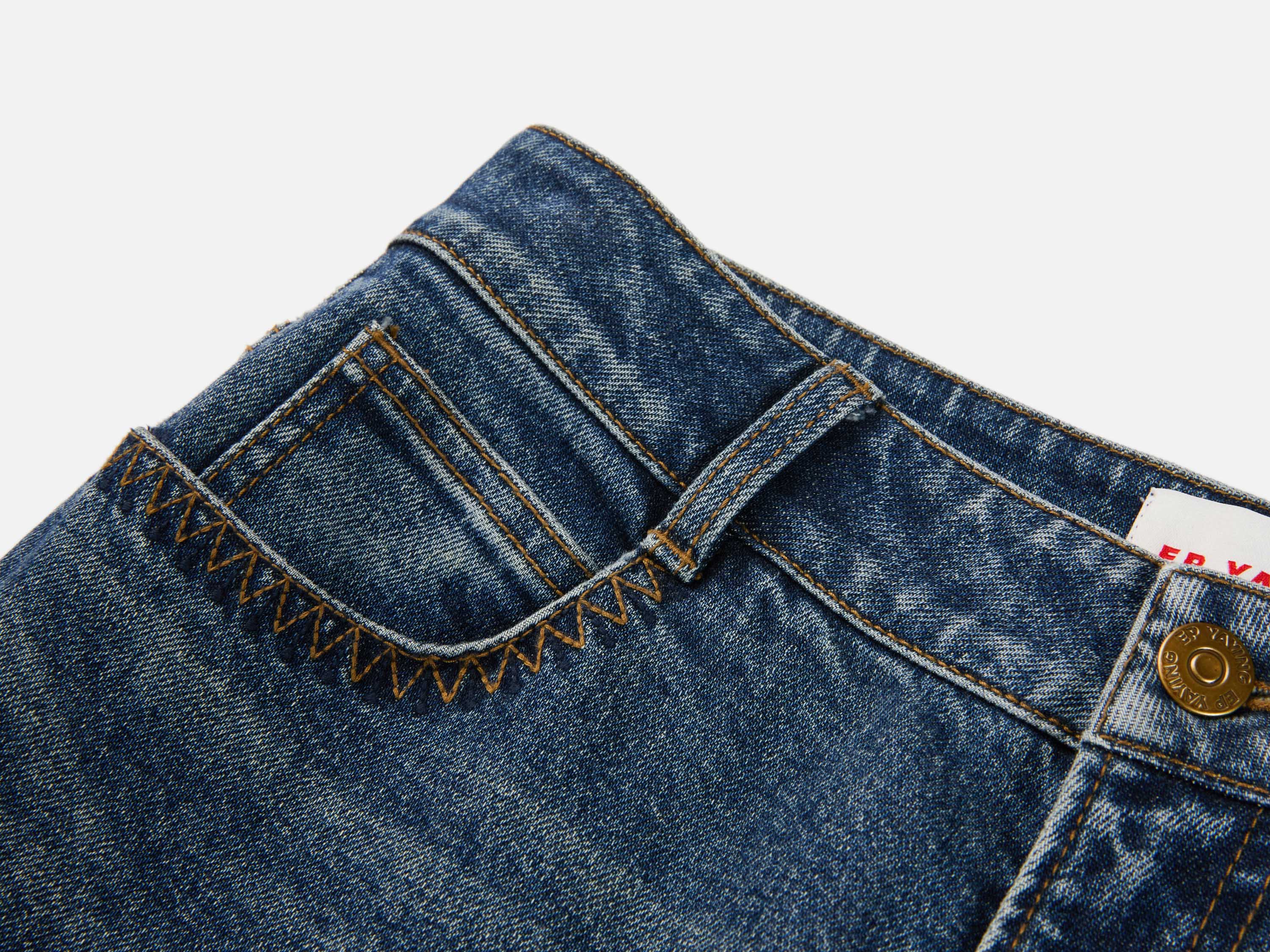 EP YAYING Washed Cotton Denim Jeans