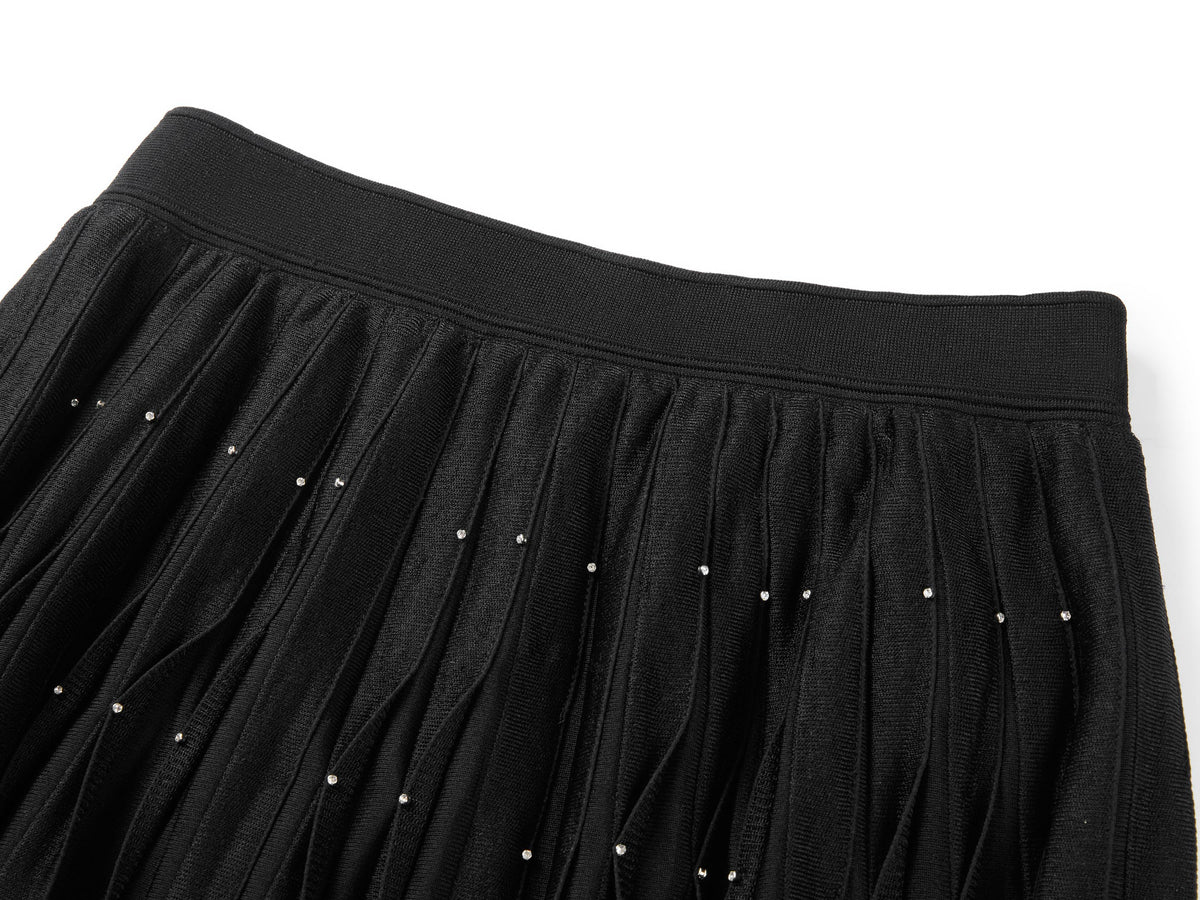 YAYING Embellished A-Line Pleated Midi Skirt