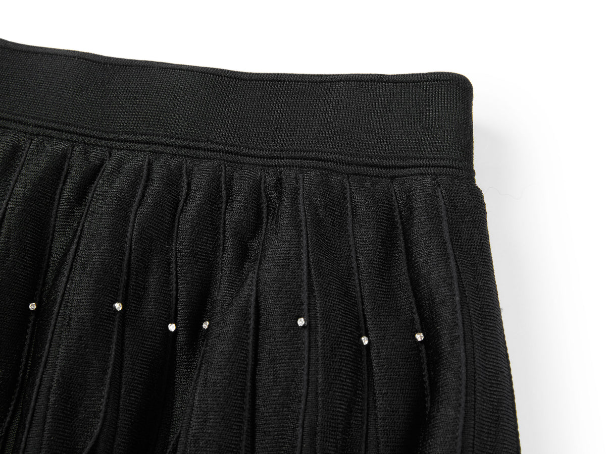 YAYING Embellished A-Line Pleated Midi Skirt