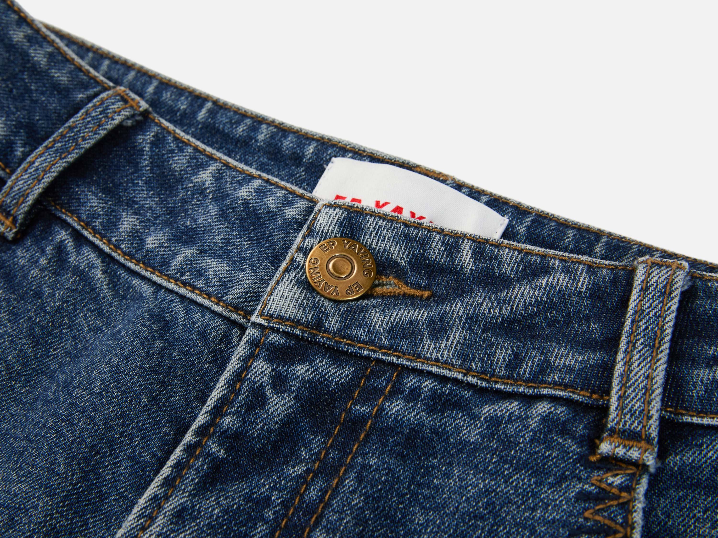 EP YAYING Washed Cotton Denim Jeans