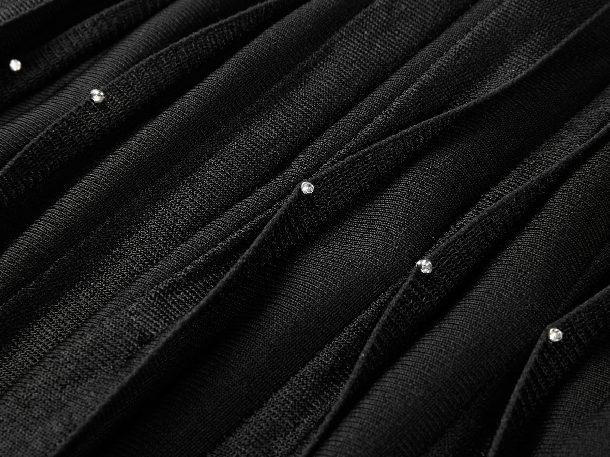 YAYING Embellished A-Line Pleated Midi Skirt