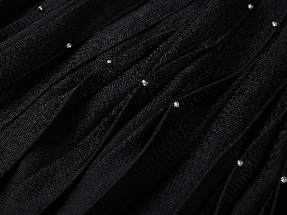 YAYING Embellished A-Line Pleated Midi Skirt