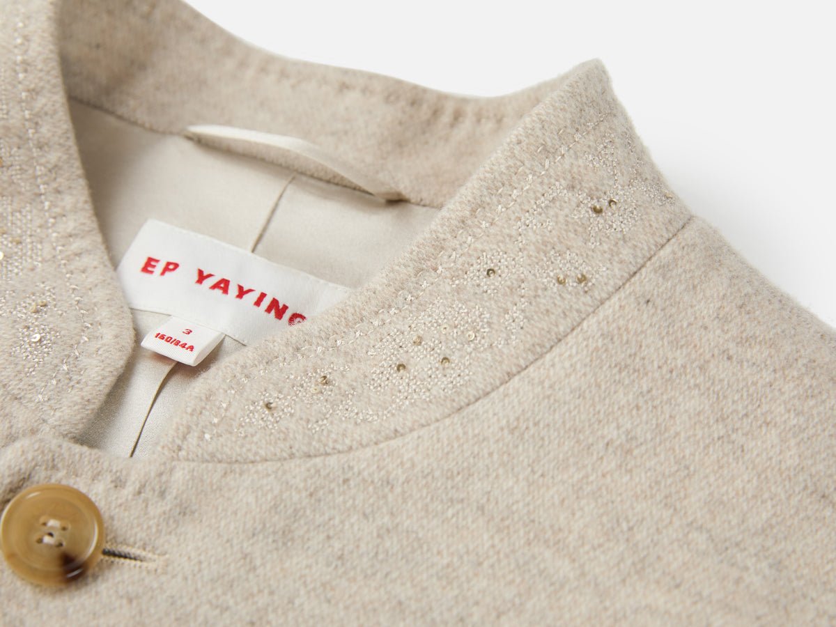 EP YAYING Light Heather Gray Stand-Collar Double-Face Short Coat