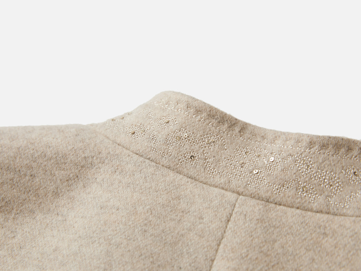 EP YAYING Light Heather Gray Stand-Collar Double-Face Short Coat