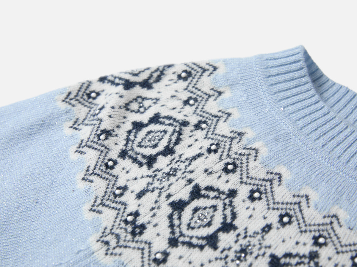 EP YAYING Wool-Cashmere Short-Sleeve Pullover Sweater
