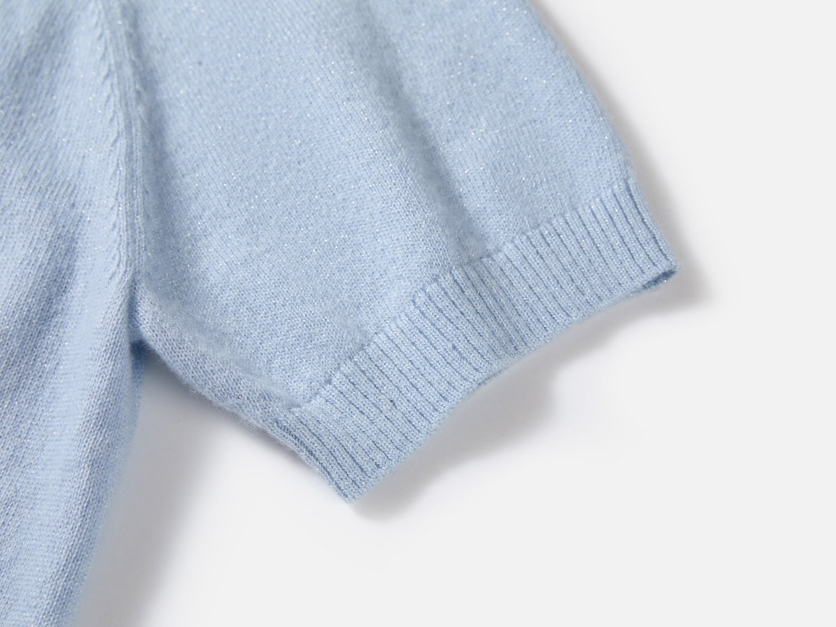EP YAYING Wool-Cashmere Short-Sleeve Pullover Sweater