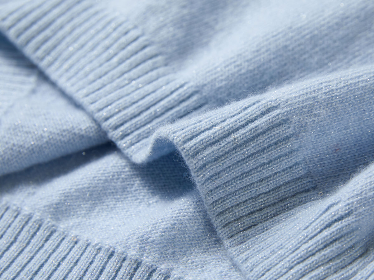 EP YAYING Wool-Cashmere Short-Sleeve Pullover Sweater