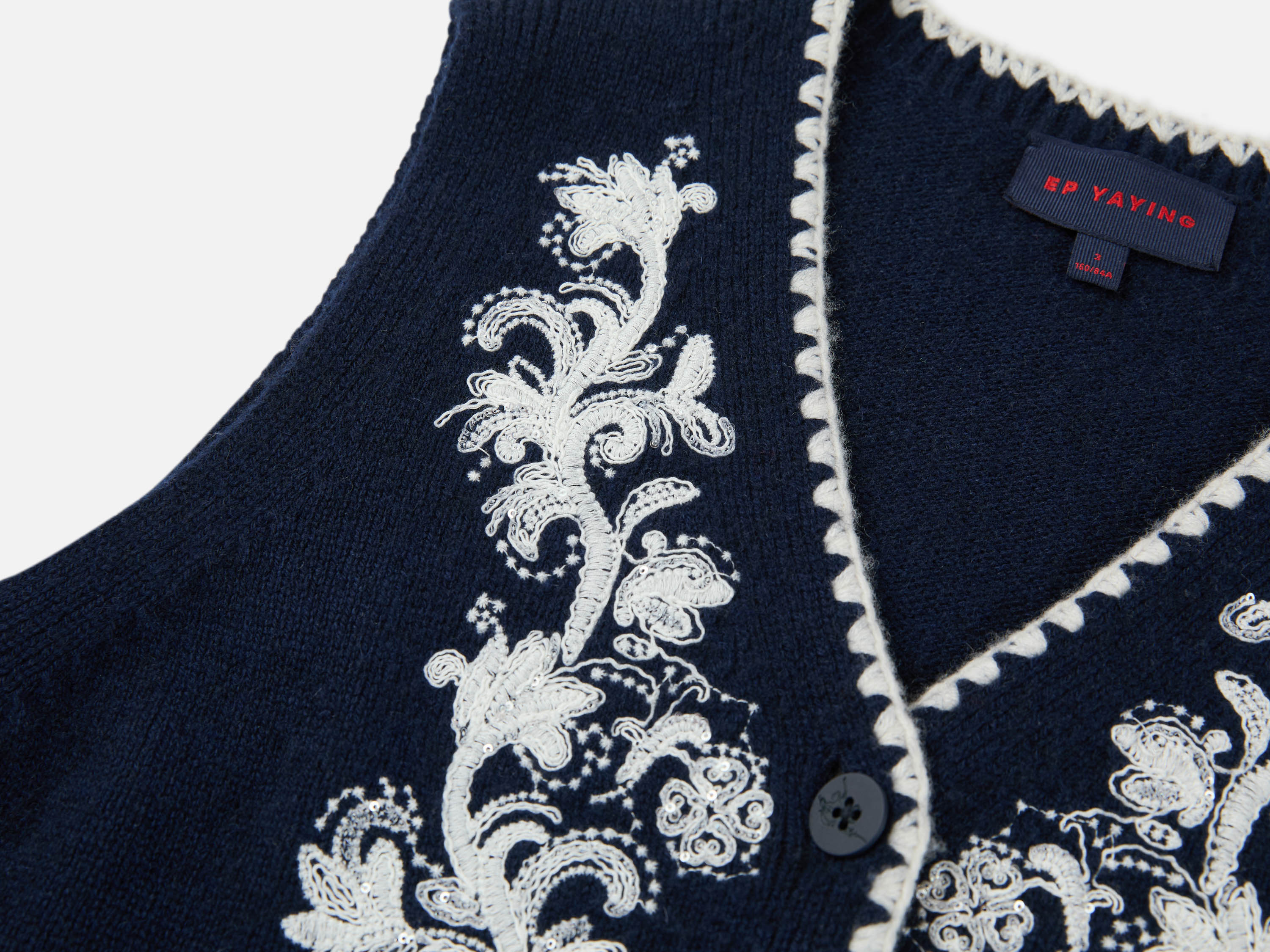 EP YAYING V-Neck Embroidered Cashmere Knit Vest