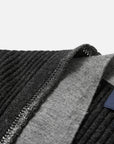 EP YAYING Blue Label Wool Color-Block V-Neck Slim Knit Cardigan
