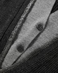 EP YAYING Blue Label Wool Color-Block V-Neck Slim Knit Cardigan