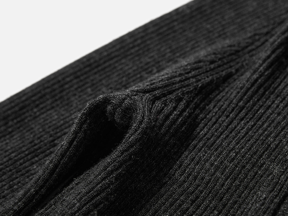 EP YAYING Blue Label Wool Color-Block V-Neck Slim Knit Cardigan