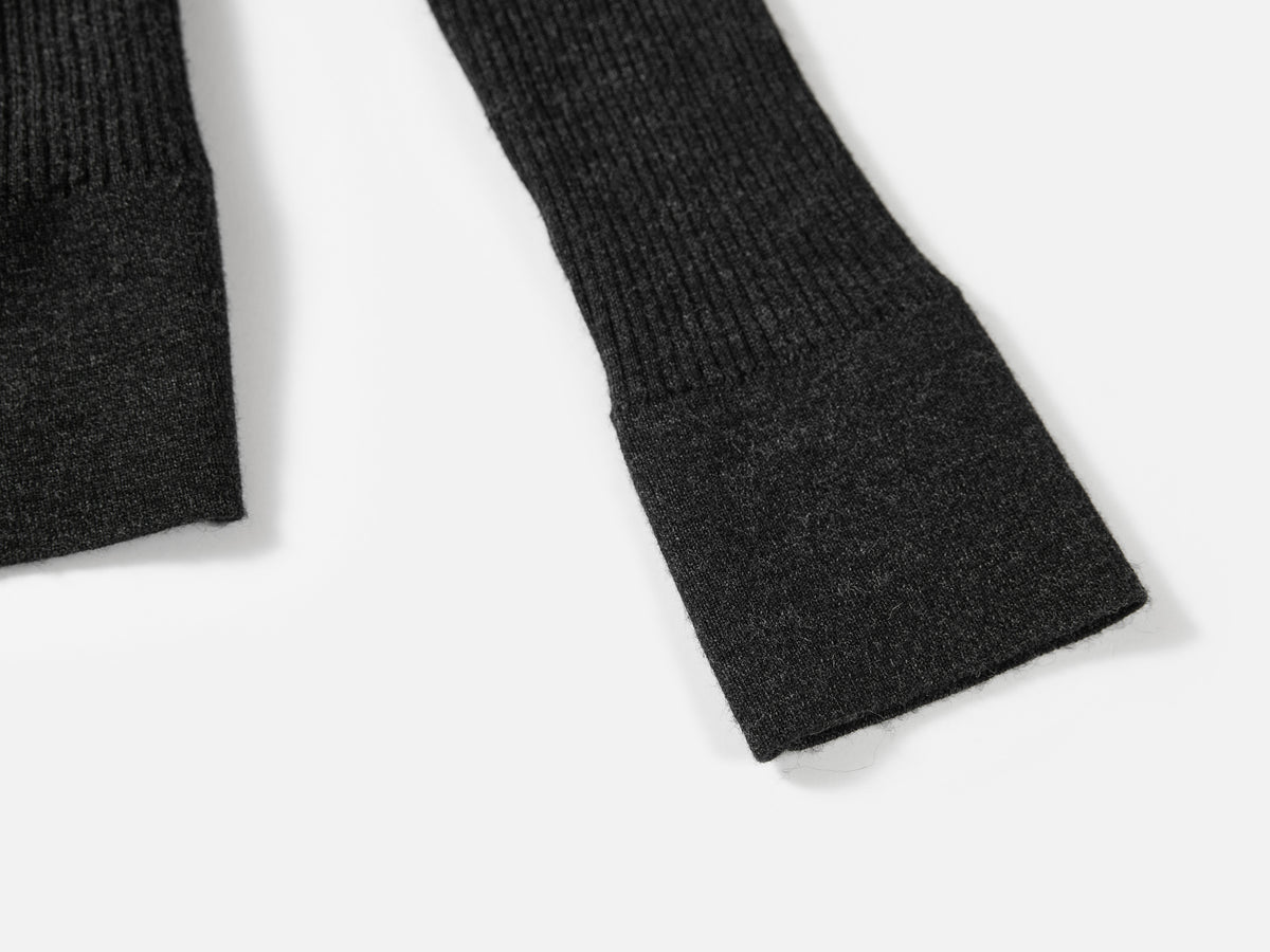 EP YAYING Blue Label Wool Color-Block V-Neck Slim Knit Cardigan