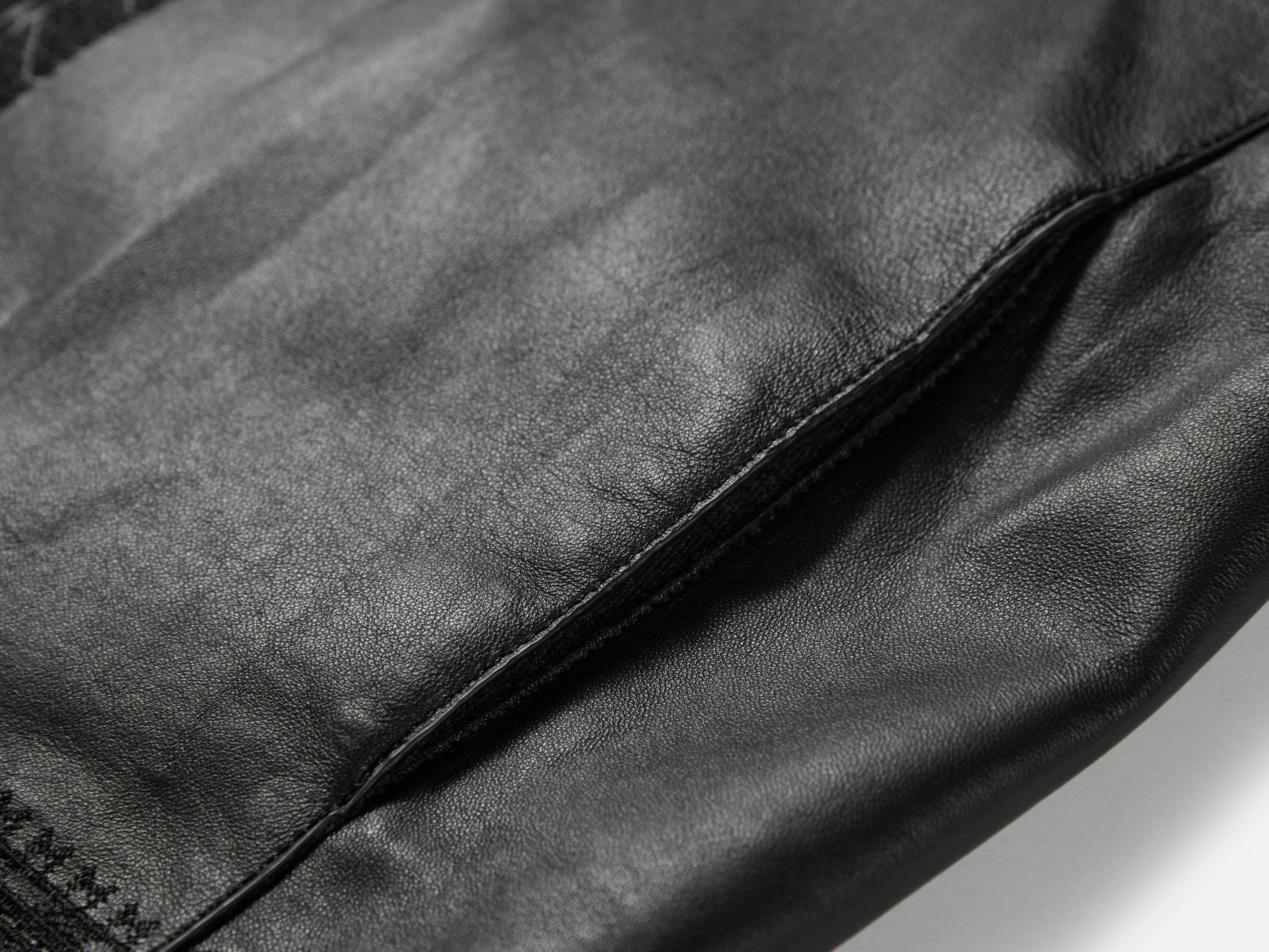 EP YAYING Embroidered Leather Jacket