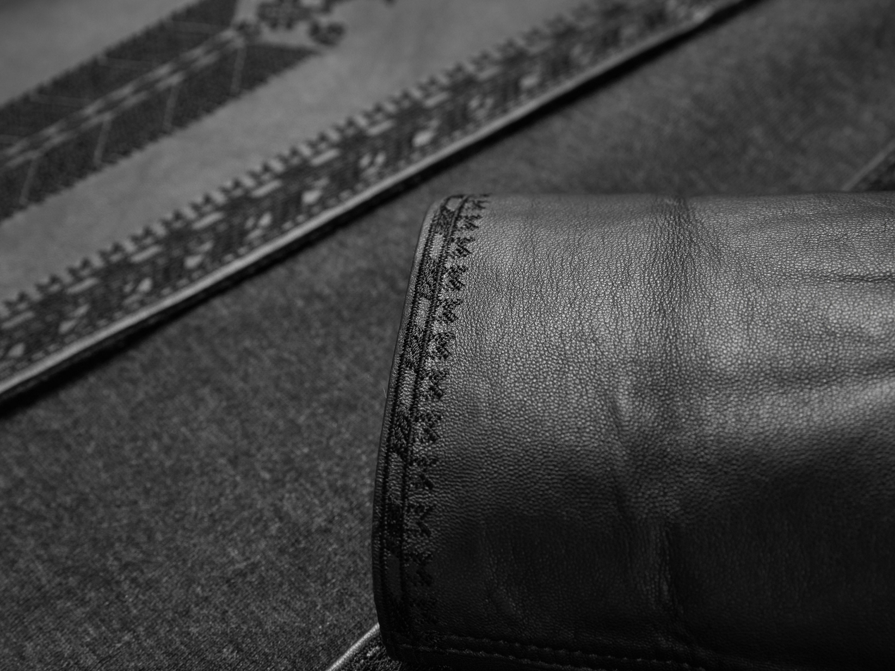 EP YAYING Embroidered Leather Jacket