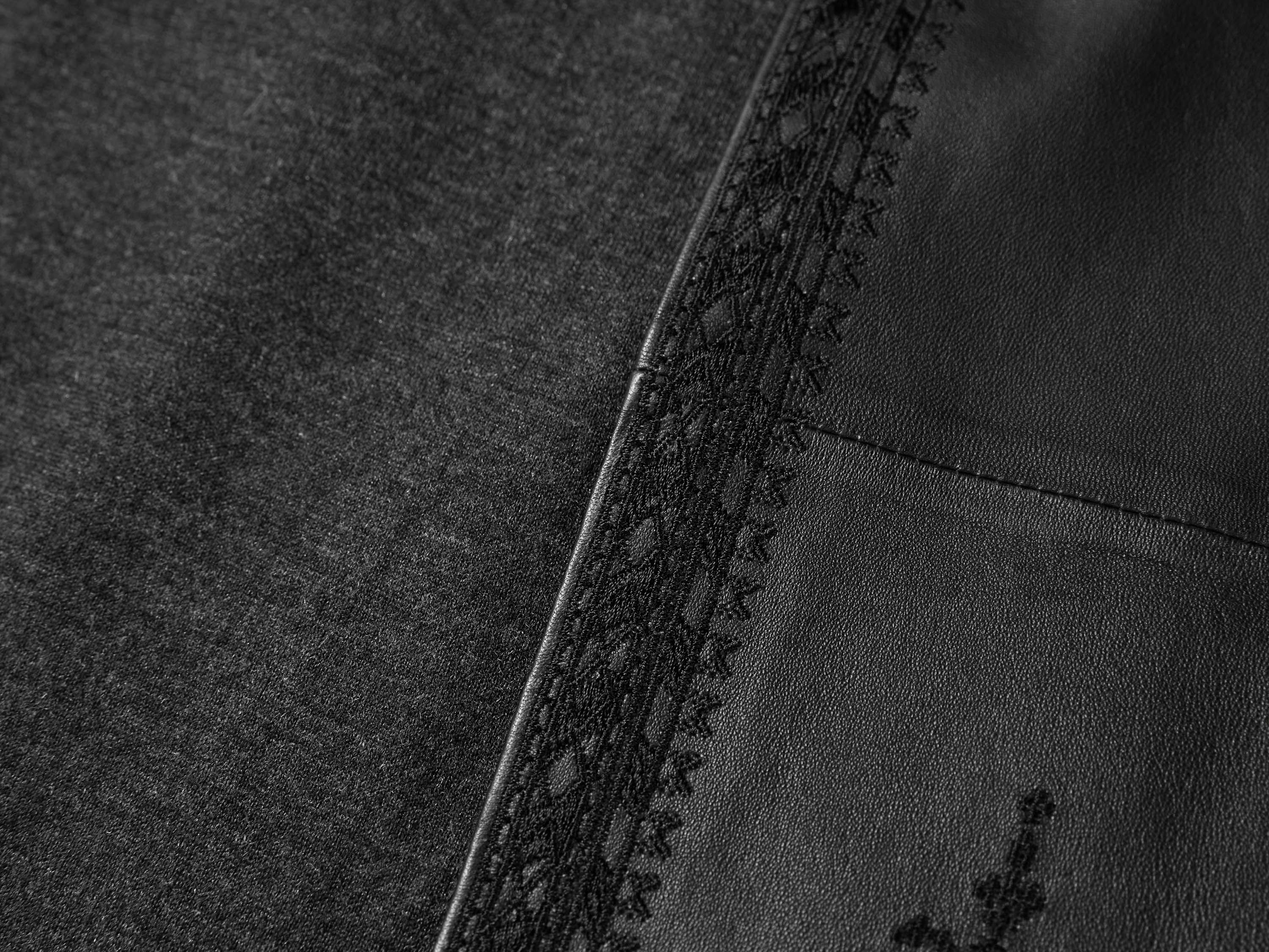EP YAYING Embroidered Leather Jacket