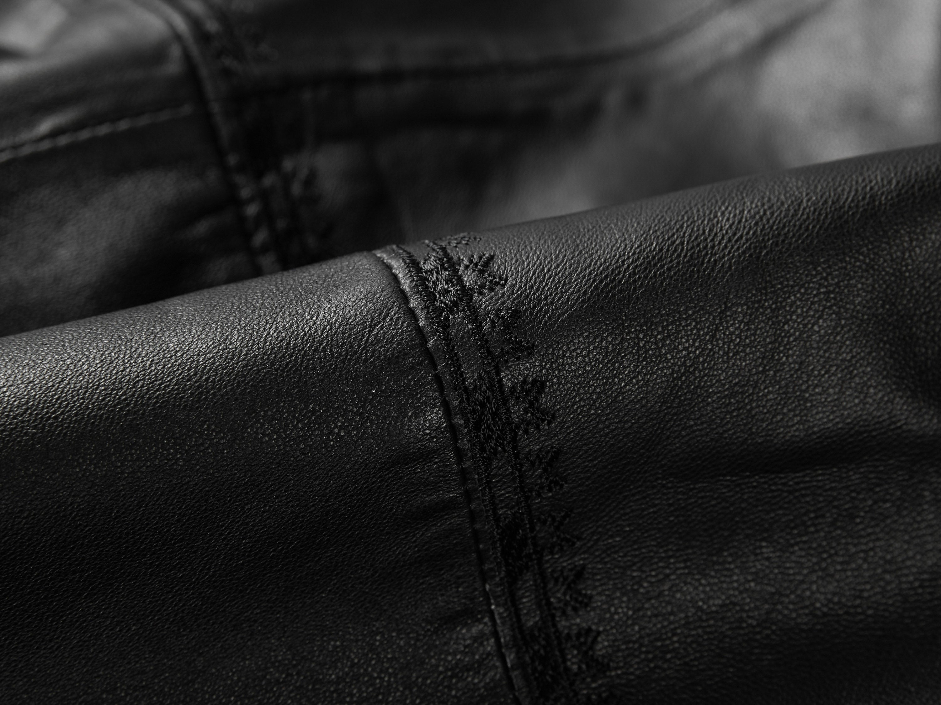 EP YAYING Embroidered Leather Jacket