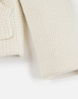EP YAYING Pure White Cashmere Stand-Collar Drawstring Cardigan