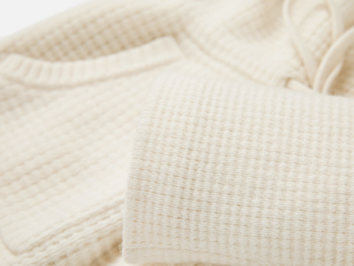 EP YAYING Pure White Cashmere Stand-Collar Drawstring Cardigan