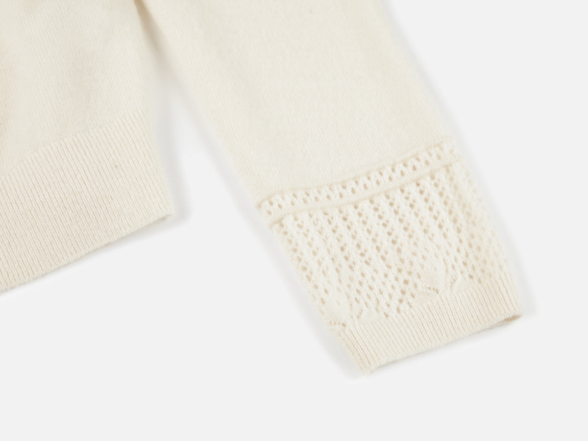 EP YAYING Mock-Neck Sequin Jacquard Cashmere Cardigan