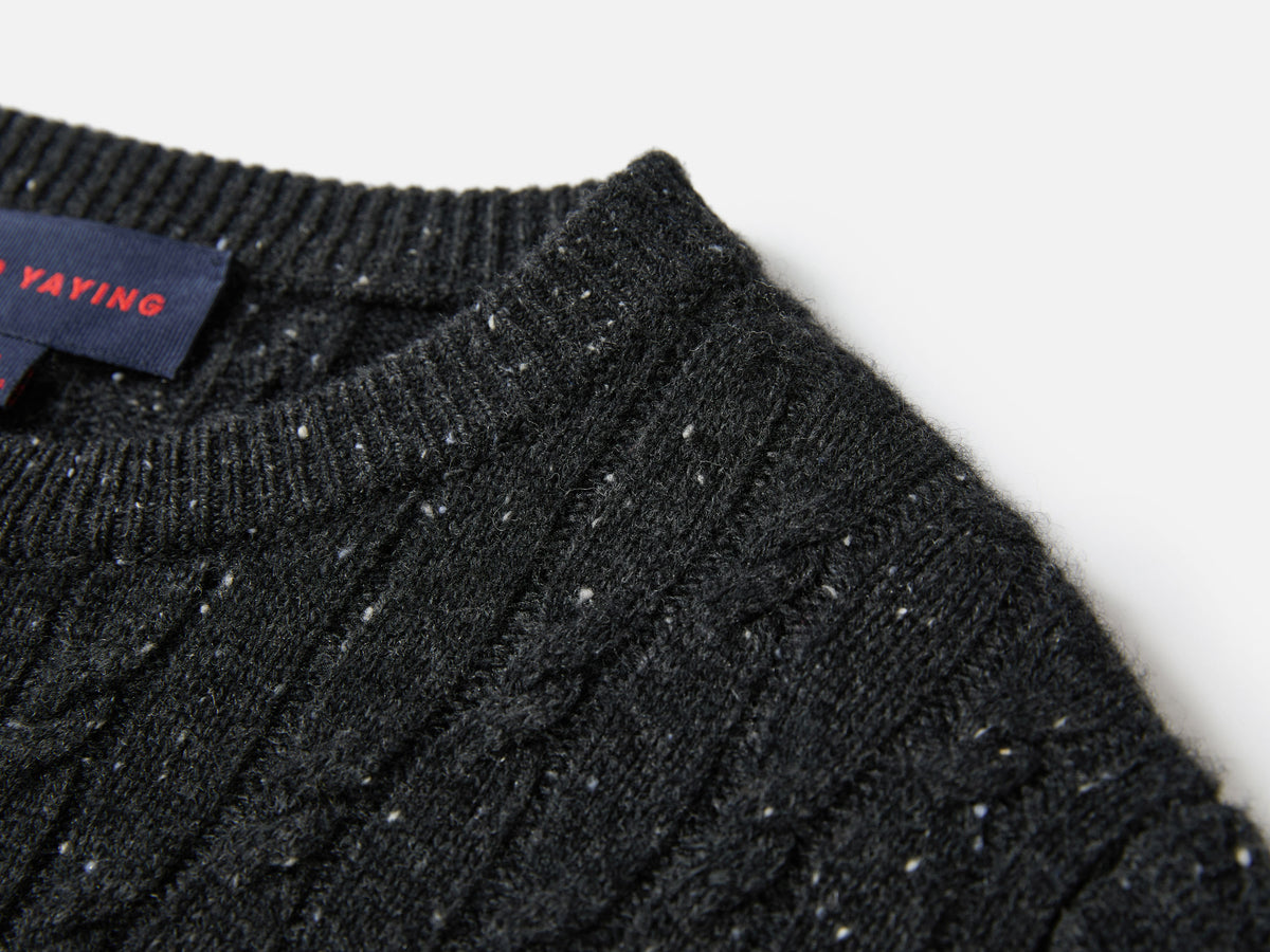 EP YAYING Wool-Cashmere Round-Neck Knit Cardigan