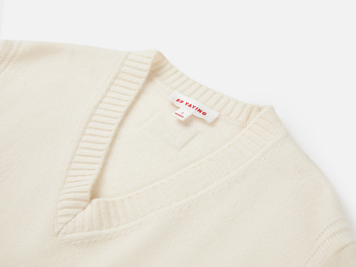 EP YAYING 100% Cashmere Shawl-Collar Cardigan Two-Piece Set