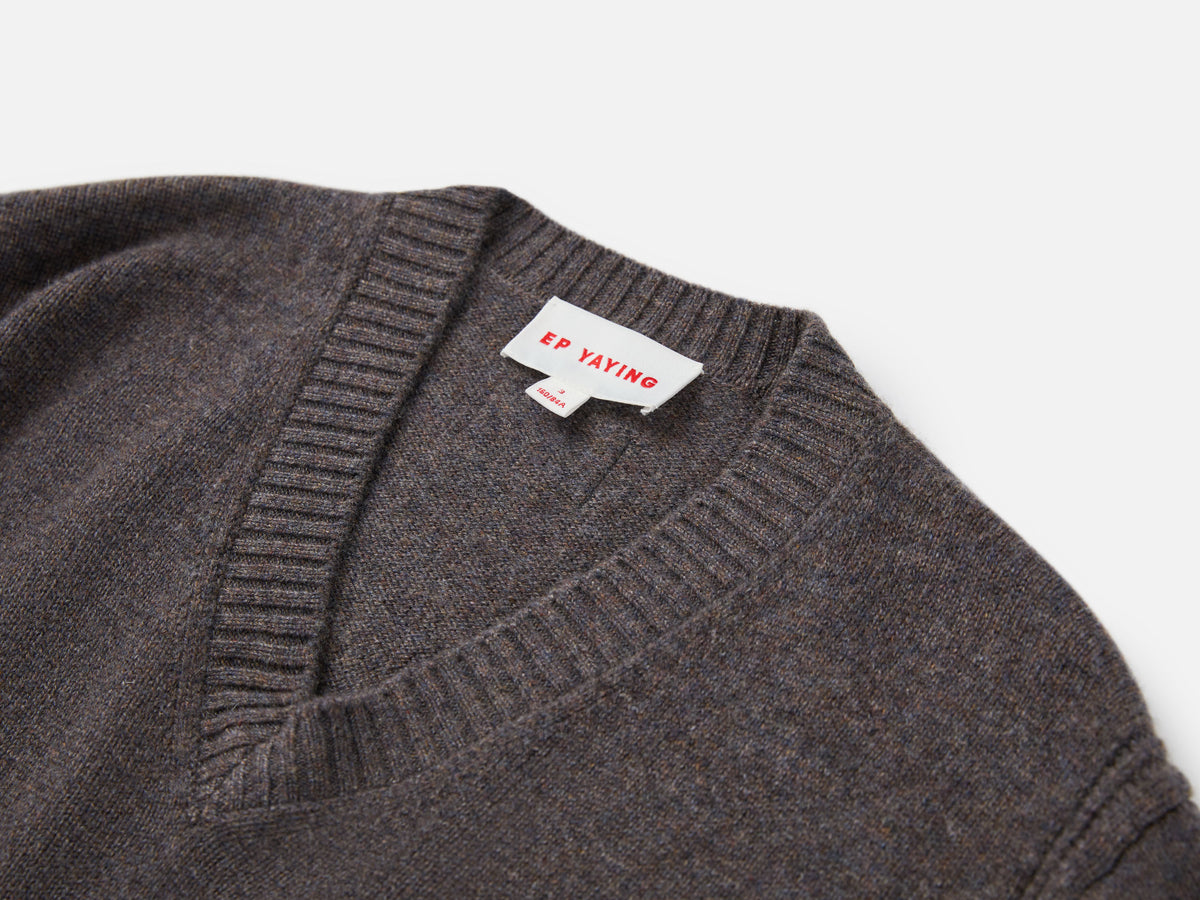 EP YAYING 100% Cashmere Shawl-Collar Cardigan Two-Piece Set