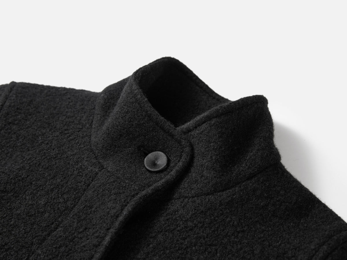 EP YAYING Blue Label Stand-Collar Tie Embroidered Wool Coat