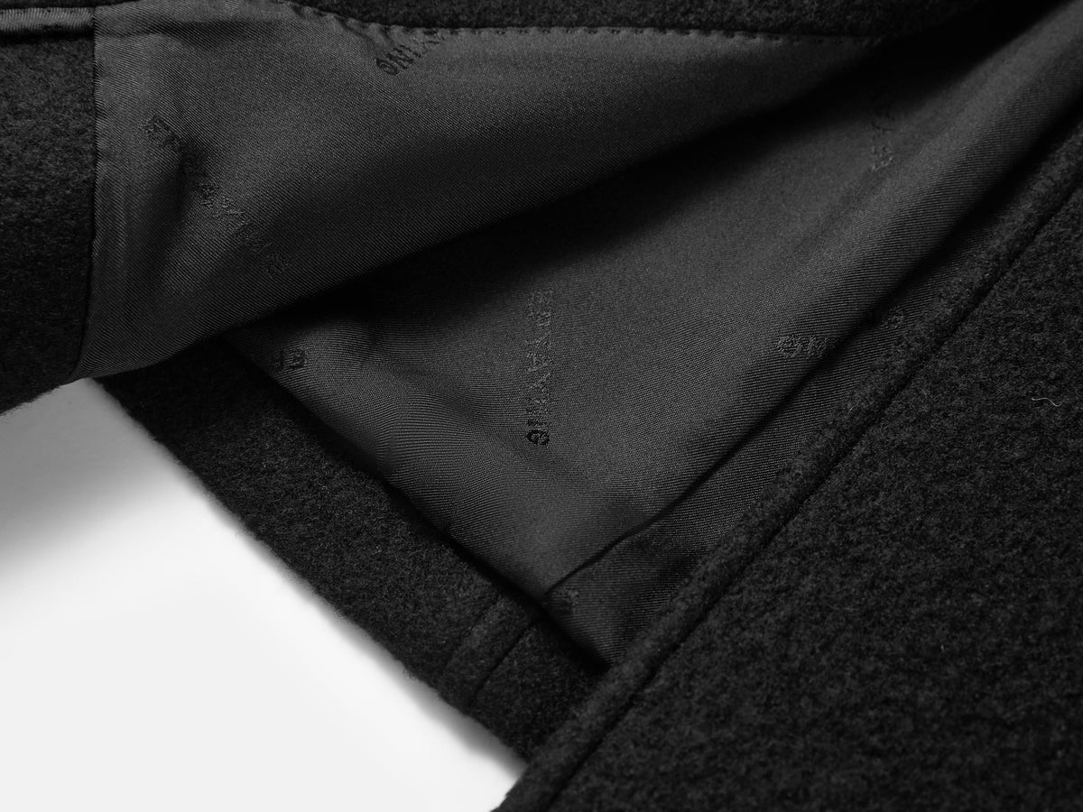 EP YAYING Blue Label Stand-Collar Tie Embroidered Wool Coat