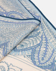 Silk Wool Blend Phoenix Peony Double-Sided Print Blueed Scarf