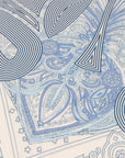 Silk Wool Blend Phoenix Peony Double-Sided Print Blueed Scarf