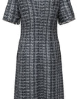 YAYING Embroidered Tweed Crew-Neck Dress