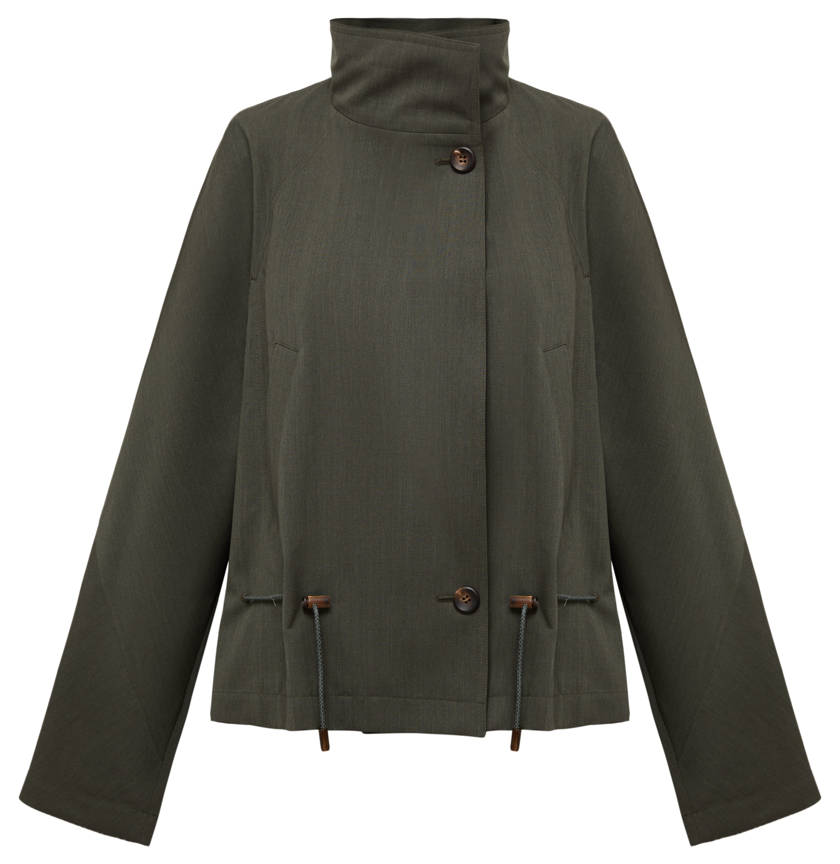 YAYING Funnel-Neck Short Wool Trench Coat EPLAW7101A