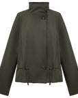 YAYING Funnel-Neck Short Wool Trench Coat