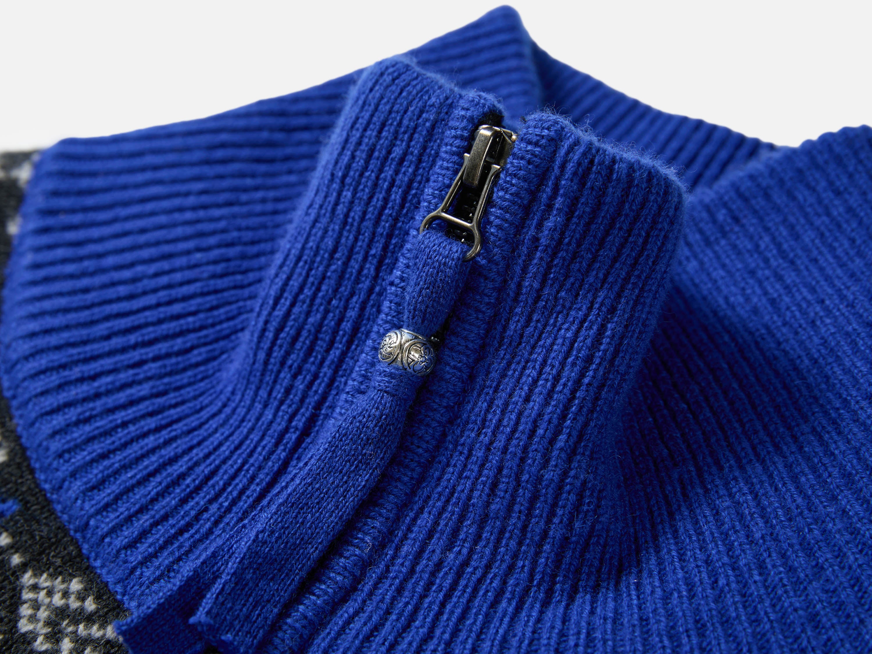 EP YAYING Cashmere Wool Jacquard Turtleneck Drawstring Cardigan
