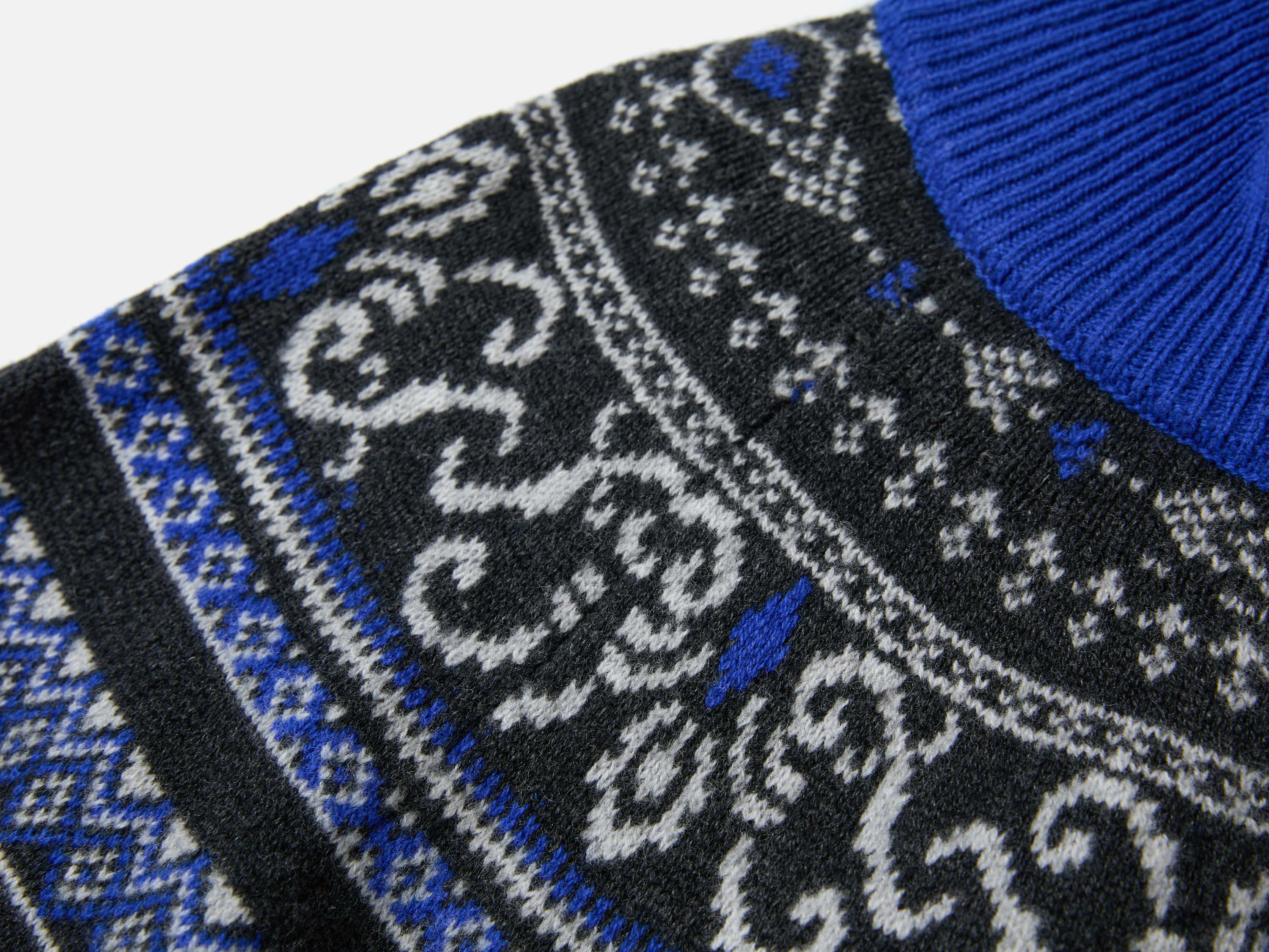 EP YAYING Cashmere Wool Jacquard Turtleneck Drawstring Cardigan