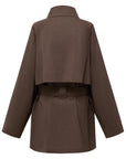 YAYING Funnel-Neck Long Wool Trench Coat