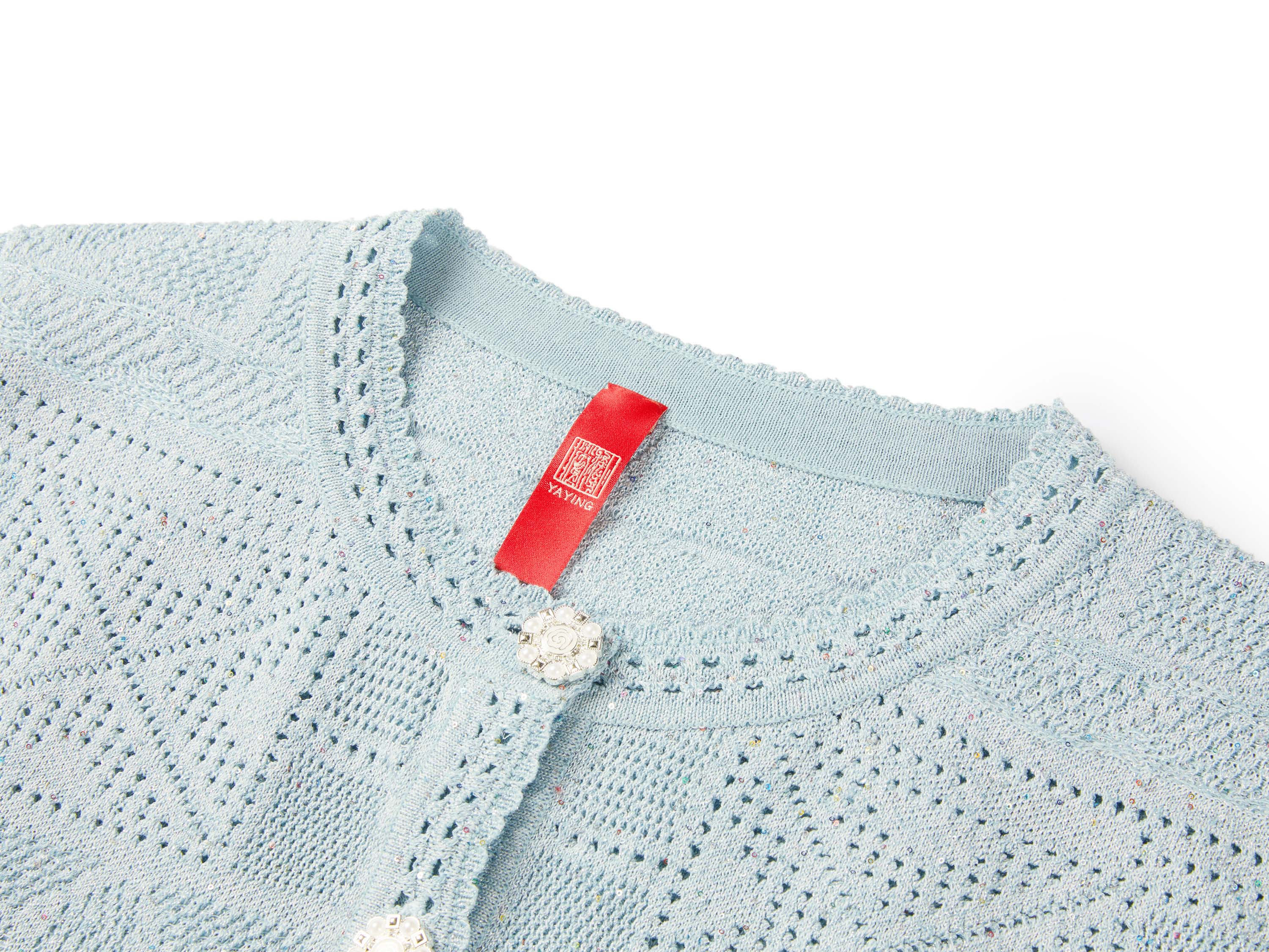 YAYING Light Blue Short Sleeve Knit Top