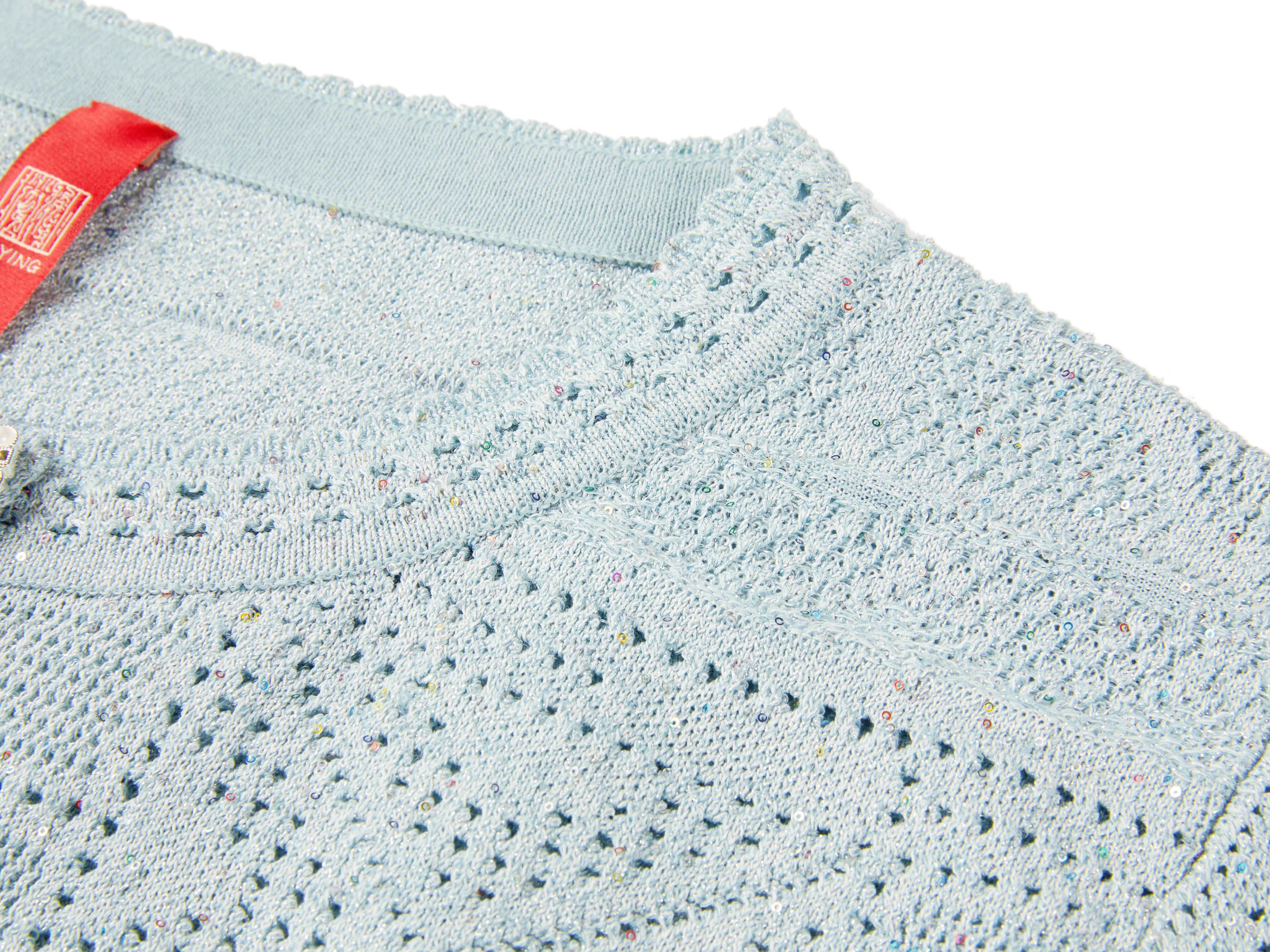 YAYING Light Blue Short Sleeve Knit Top