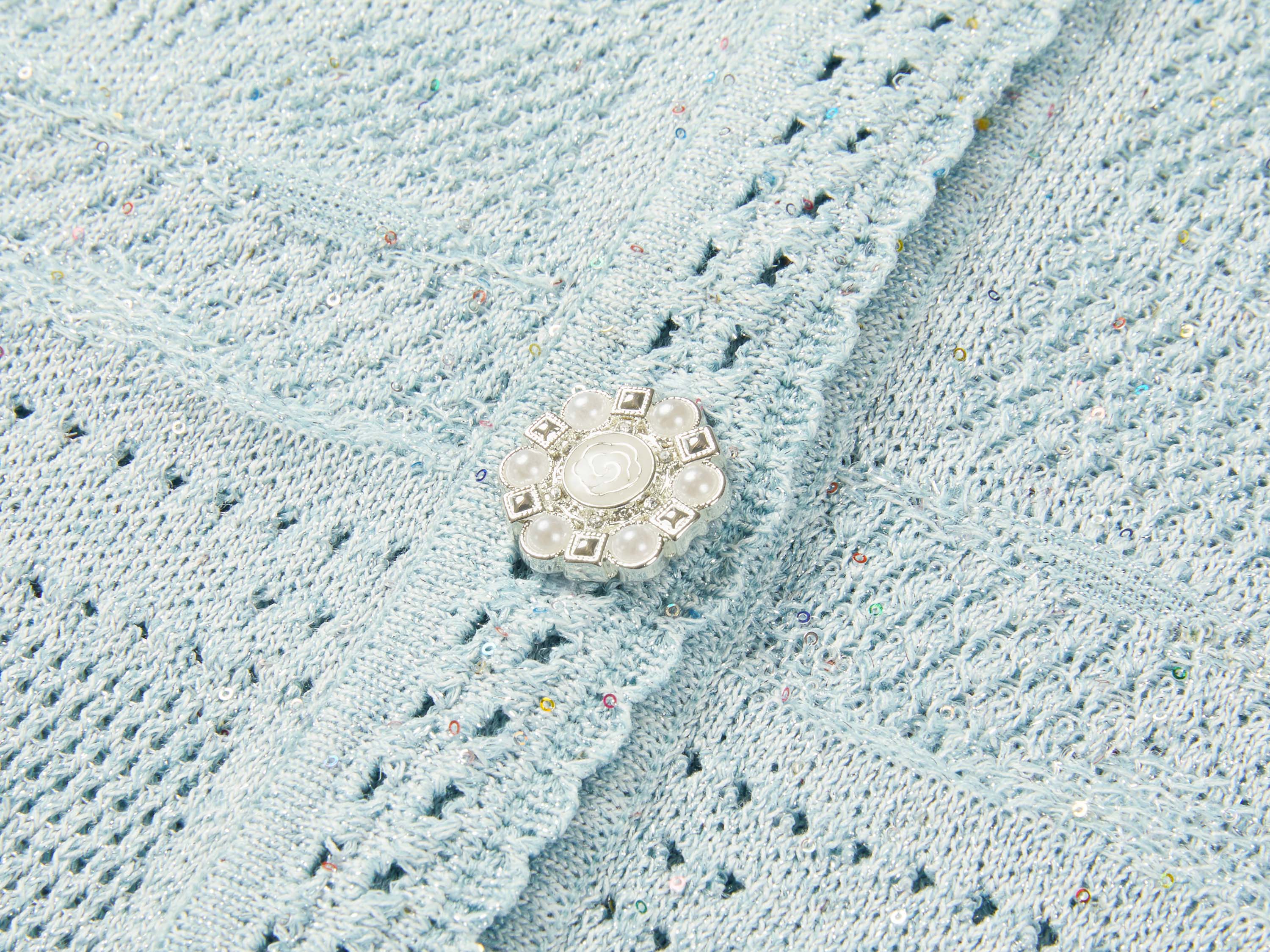 YAYING Light Blue Short Sleeve Knit Top