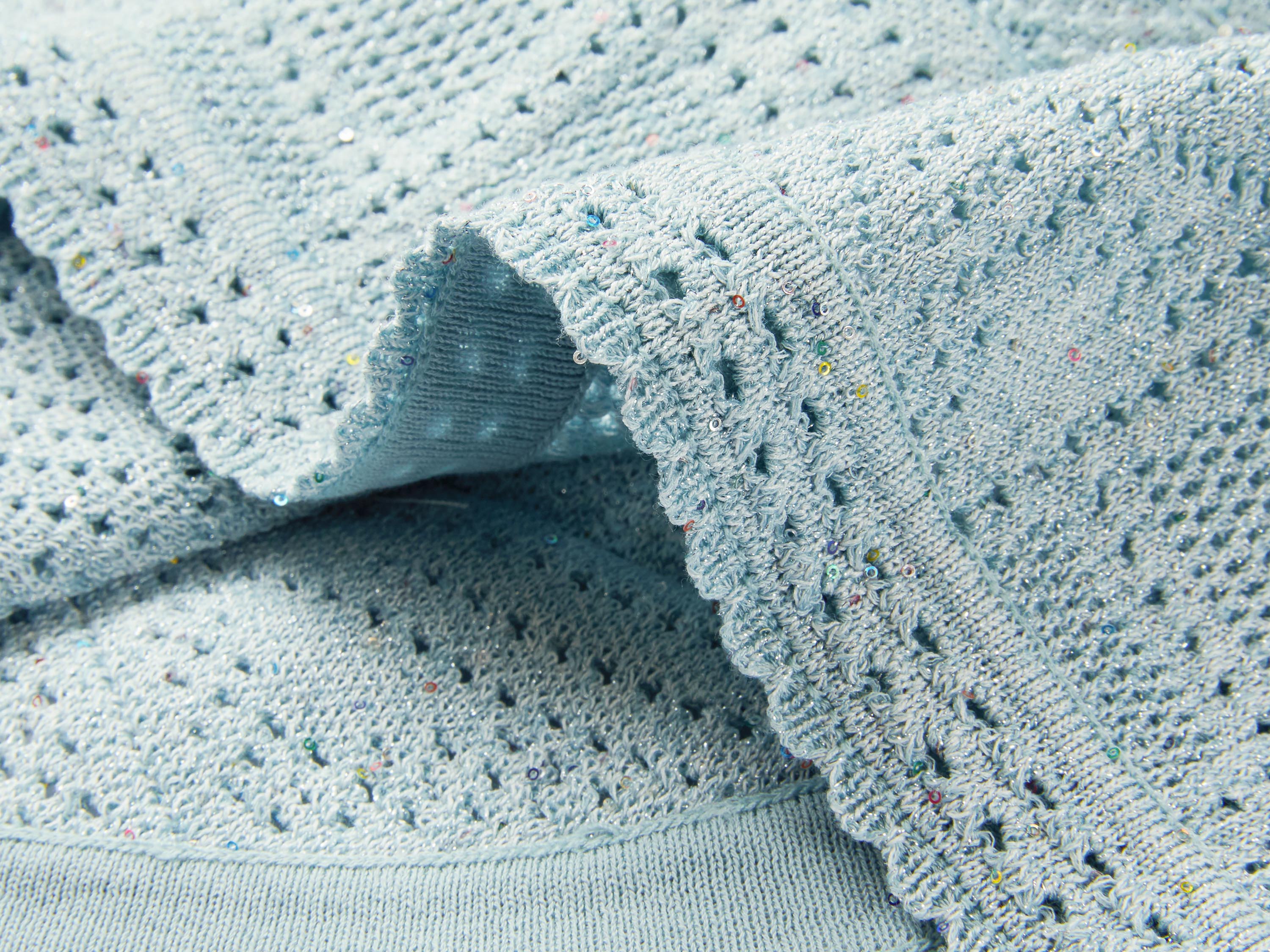 YAYING Light Blue Short Sleeve Knit Top