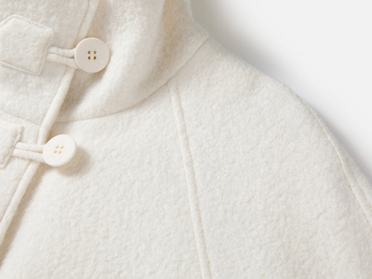 EP YAYING Blue Label Ivory Stand-Collar Toggle Wool Coat