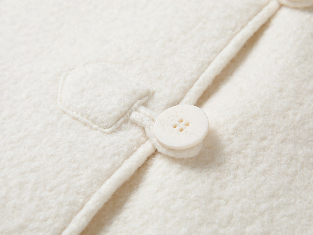 EP YAYING Blue Label Ivory Stand-Collar Toggle Wool Coat