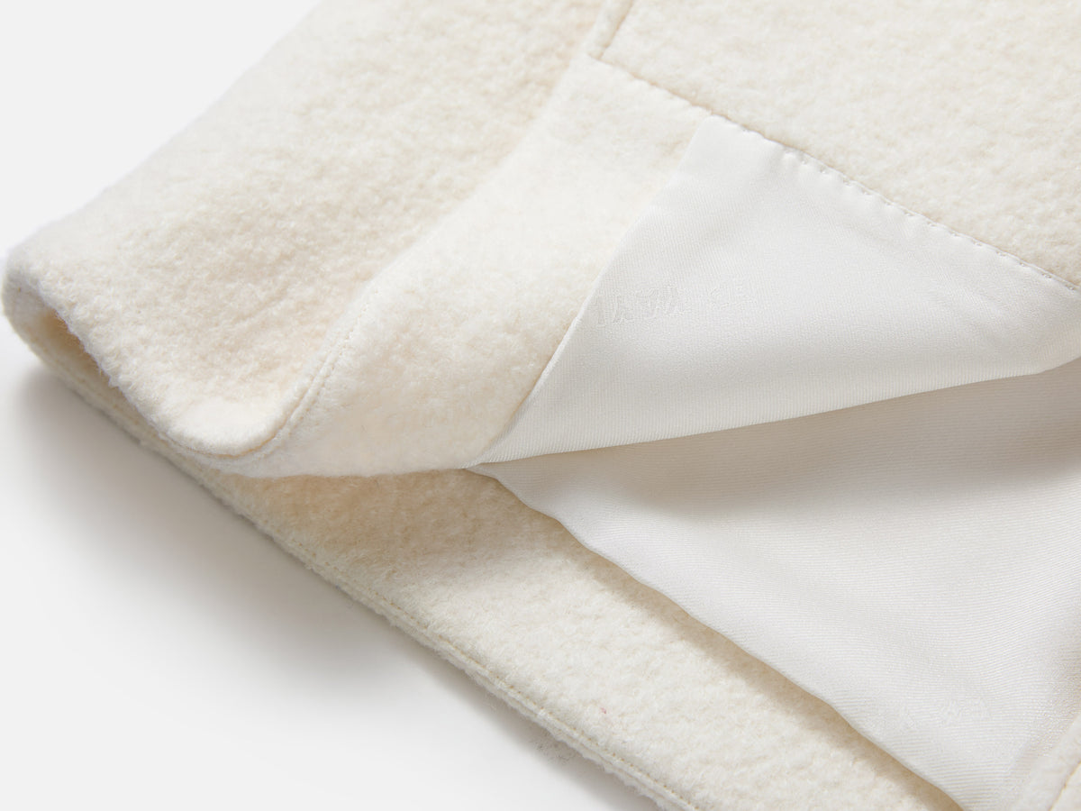 EP YAYING Blue Label Ivory Stand-Collar Toggle Wool Coat